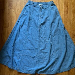 Vintage Laura Ashley lightweight chambray denim high waisted skirt